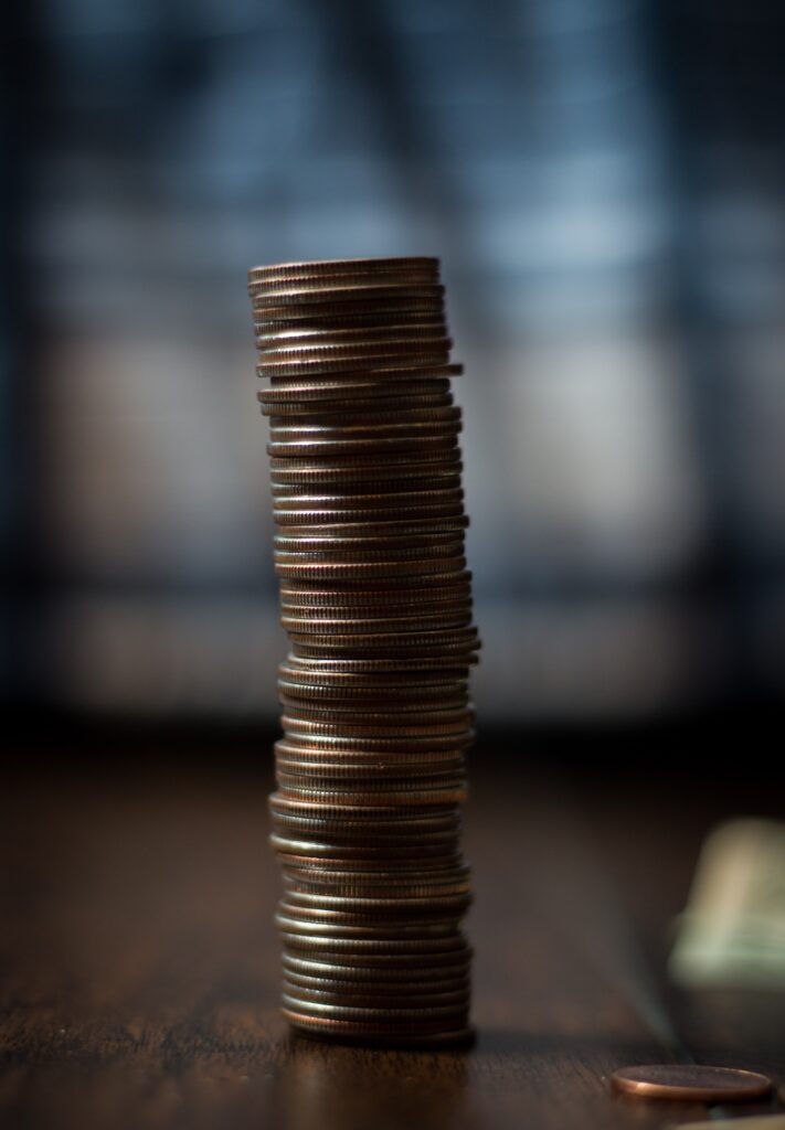 A tall stack of quarters